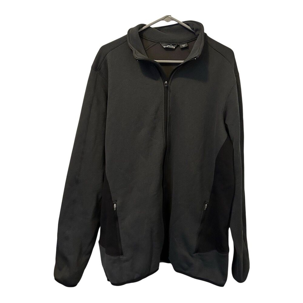 Eddie Bauer Jacket Mens 2XL Gray Black Soft-shell Full Zip Outdoor Gorpcore